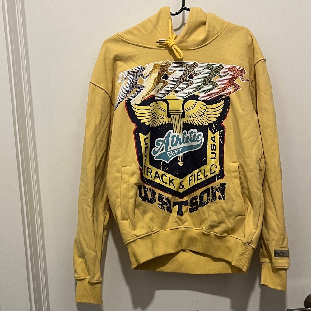 Watson Colorful Rhinestone Embroidery Yellow Graphic Hoodie